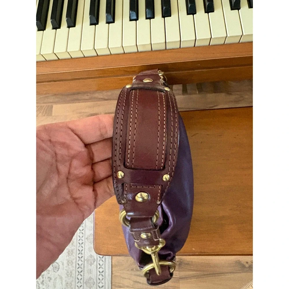Vintage Coach Carly Hobo Shoulder Bag Plum Purple Leather Brass Y2K
